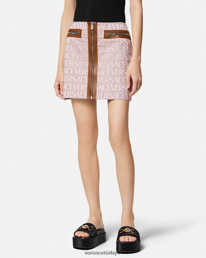 Versace mini etek kadınlar pembe ve baskı Giyim B0HHR8165
