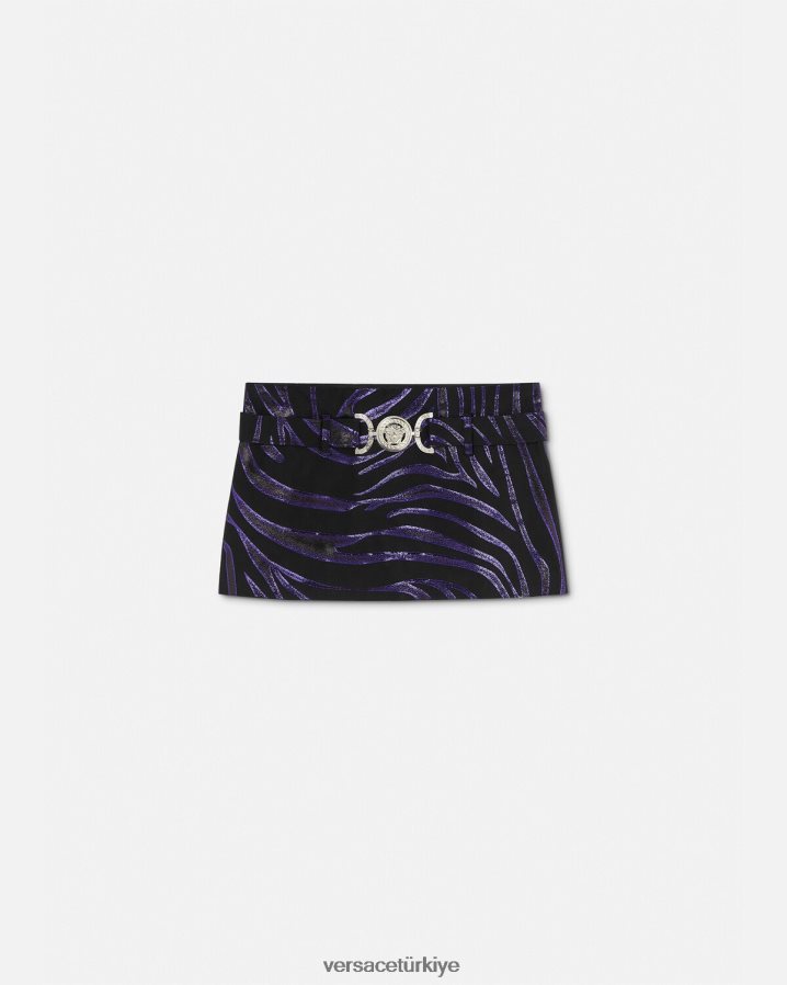 Versace zebra medusa '95 mini etek kadınlar baskı ve menekşe Giyim B0HHR8126