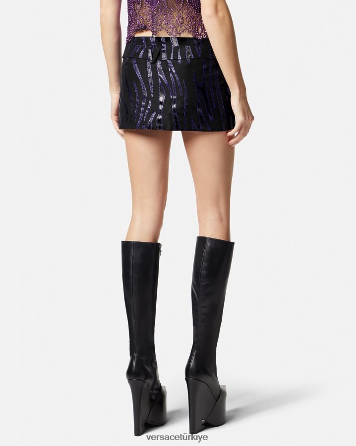 Versace zebra medusa '95 mini etek kadınlar baskı ve menekşe Giyim B0HHR8126