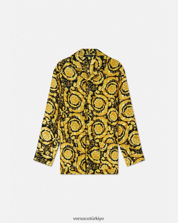 Versace barok desenli ipek pijama gömleği kadınlar Yazdır iç çamaşırı ve plaj kıyafeti B0HHR81027