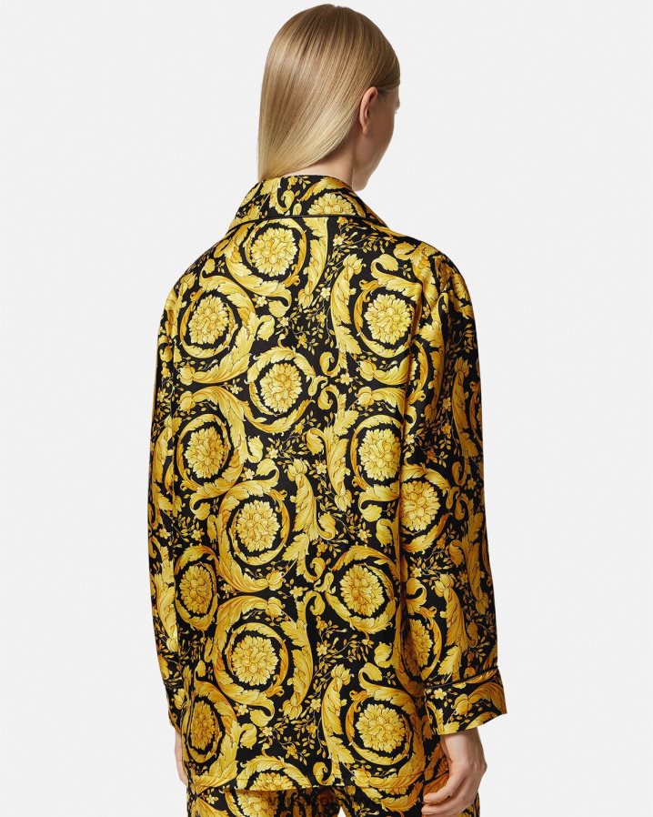 Versace barok desenli ipek pijama gömleği kadınlar Yazdır iç çamaşırı ve plaj kıyafeti B0HHR81027