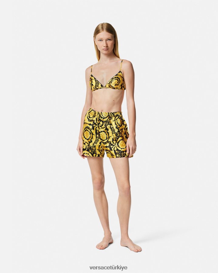 Versace barok desenli ipek pijama şort kadınlar Yazdır iç çamaşırı ve plaj kıyafeti B0HHR81030