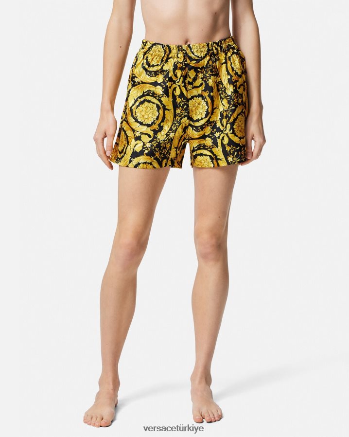 Versace barok desenli ipek pijama şort kadınlar Yazdır iç çamaşırı ve plaj kıyafeti B0HHR81030