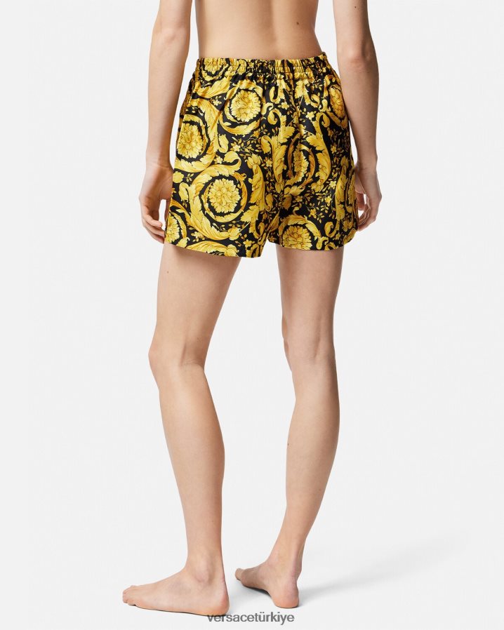 Versace barok desenli ipek pijama şort kadınlar Yazdır iç çamaşırı ve plaj kıyafeti B0HHR81030