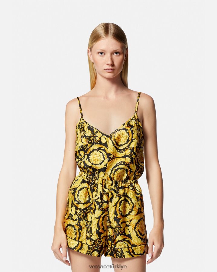 Versace barok desenli ipek pijama şort kadınlar Yazdır iç çamaşırı ve plaj kıyafeti B0HHR81031
