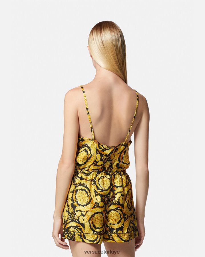 Versace barok desenli ipek pijama şort kadınlar Yazdır iç çamaşırı ve plaj kıyafeti B0HHR81031