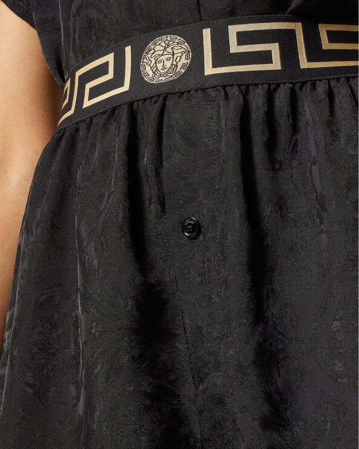 Versace greca bordür barocco pijama şortu kadınlar Siyah gri iç çamaşırı ve plaj kıyafeti B0HHR81025
