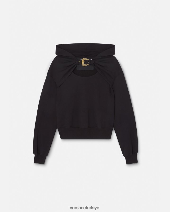 Versace barok toka kapşonlu kadınlar siyah Giyim B0HHR82154