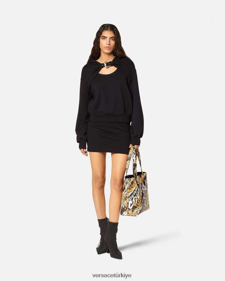 Versace barok toka kapşonlu kadınlar siyah Giyim B0HHR82154