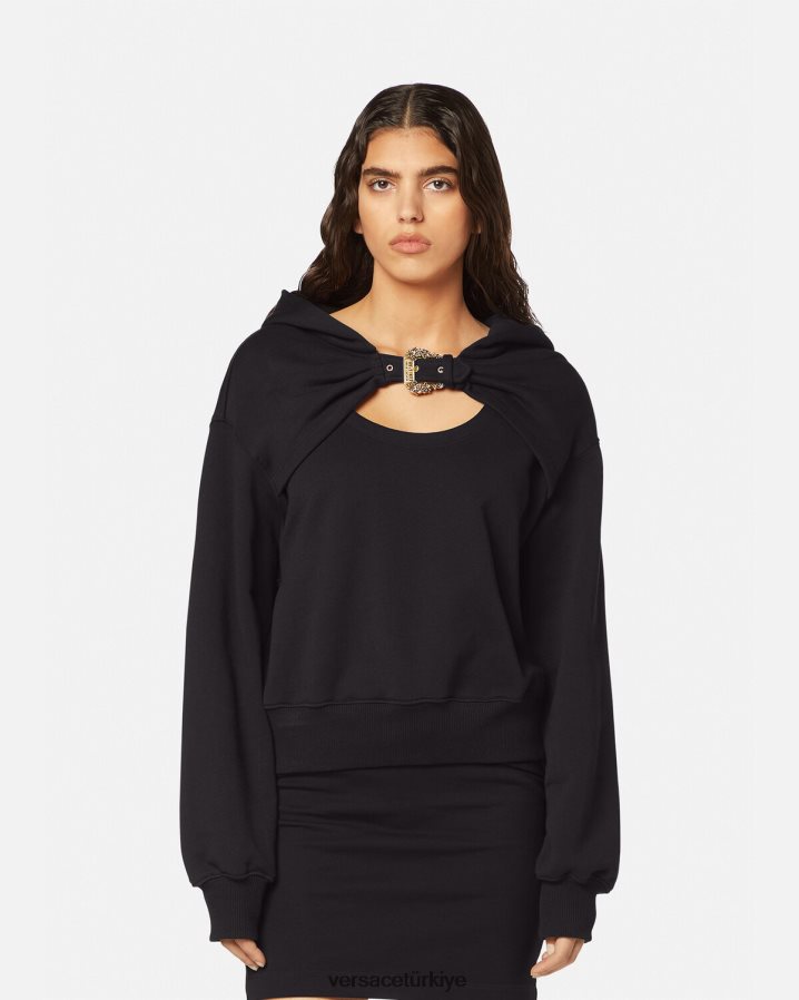 Versace barok toka kapşonlu kadınlar siyah Giyim B0HHR82154