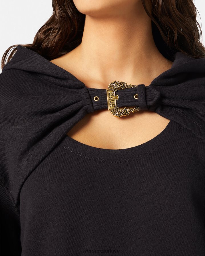 Versace barok toka kapşonlu kadınlar siyah Giyim B0HHR82154