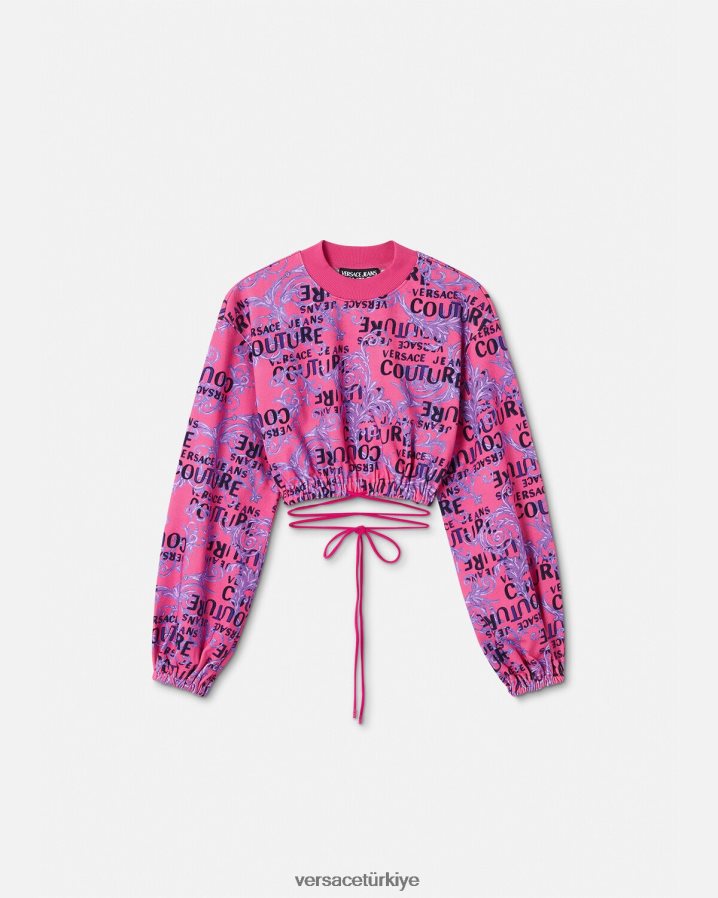Versace logo couture mahsul sweatshirt kadınlar fuşya Giyim B0HHR82226