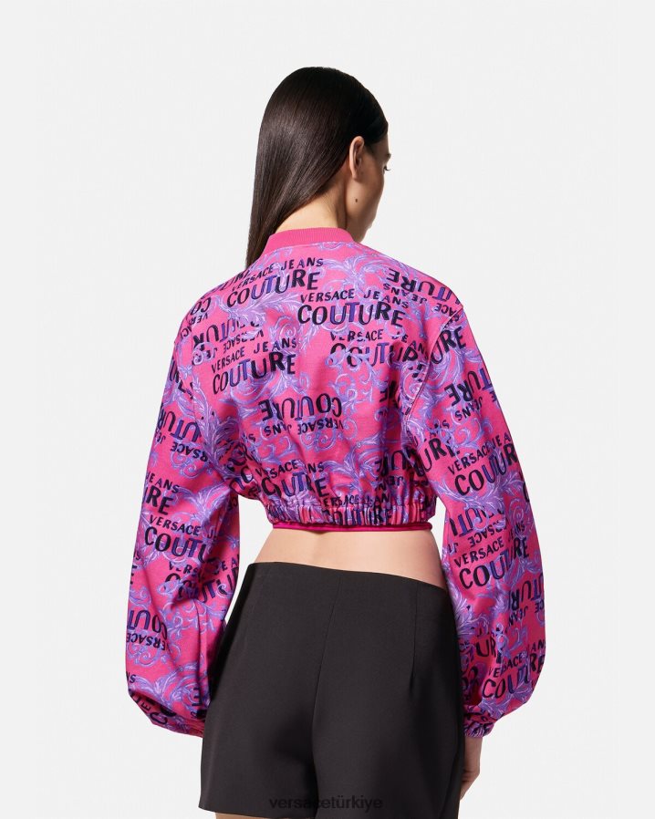 Versace logo couture mahsul sweatshirt kadınlar fuşya Giyim B0HHR82226