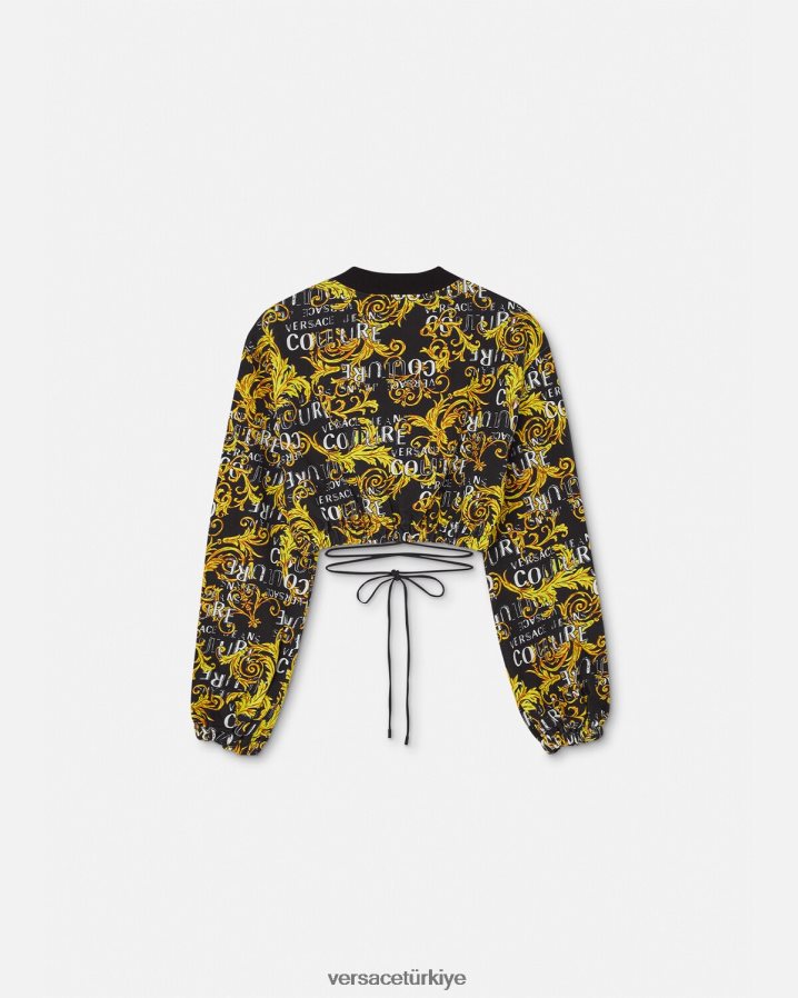 Versace logo couture mahsul sweatshirt kadınlar siyah altın Giyim B0HHR82224