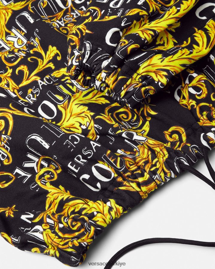 Versace logo couture mahsul sweatshirt kadınlar siyah altın Giyim B0HHR82224