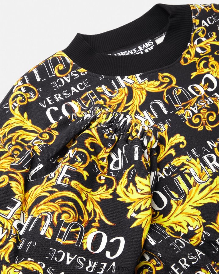Versace logo couture mahsul sweatshirt kadınlar siyah altın Giyim B0HHR82224
