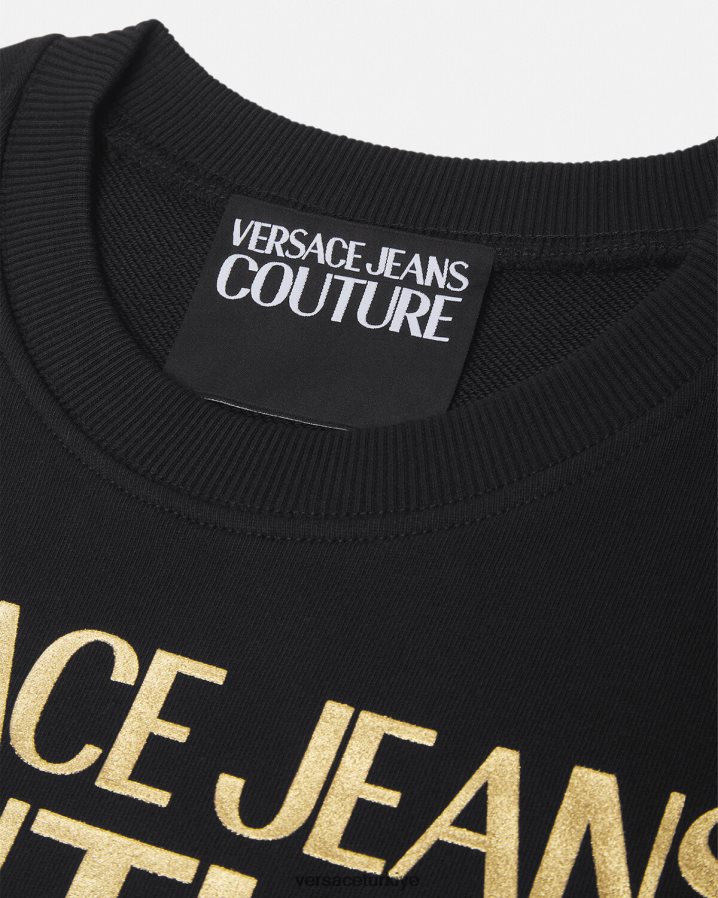 Versace logolu kazak kadınlar siyah altın Giyim B0HHR82155