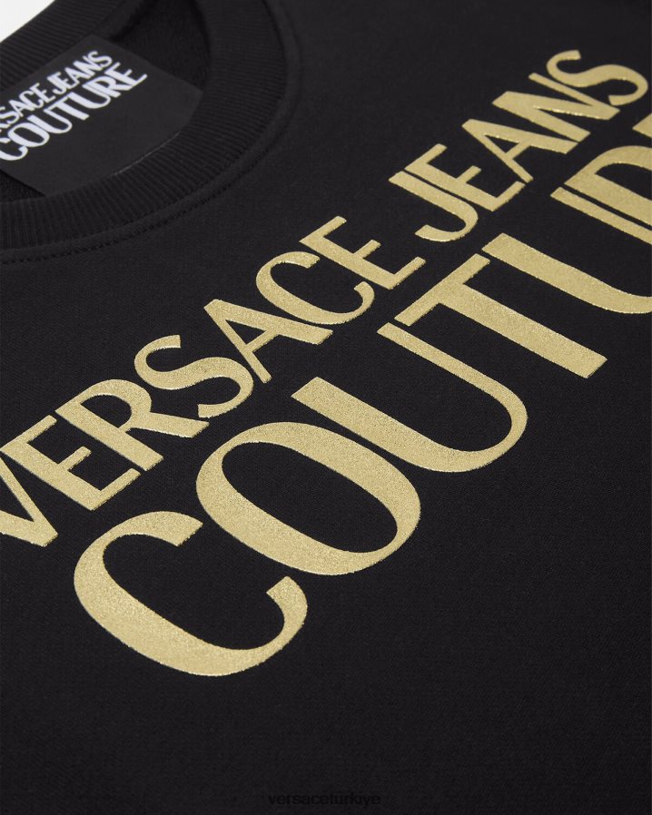 Versace logolu kazak kadınlar siyah altın Giyim B0HHR82155