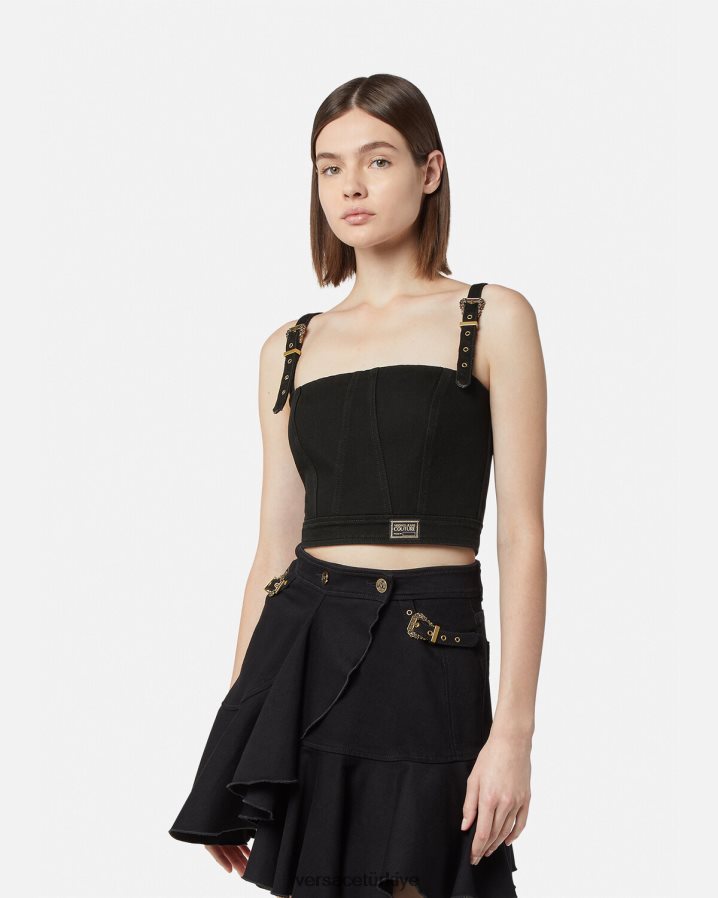 Versace barok couture 1 tokalı büstiyer üst kadınlar siyah Giyim B0HHR82219