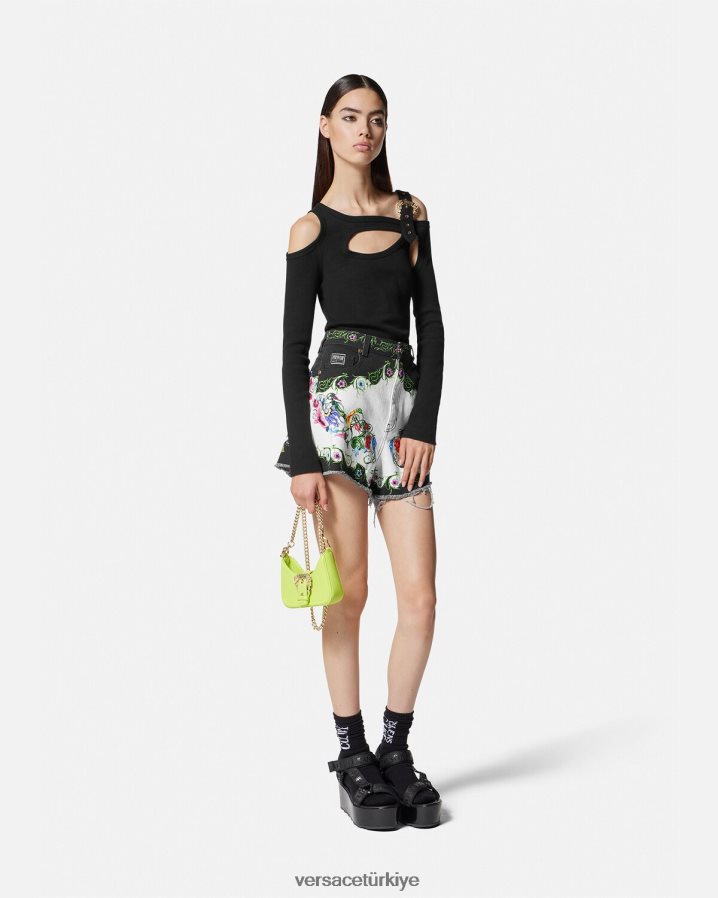 Versace barok tokalı kesik üst kadınlar siyah Giyim B0HHR82147
