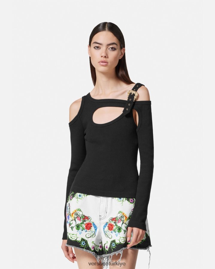 Versace barok tokalı kesik üst kadınlar siyah Giyim B0HHR82147