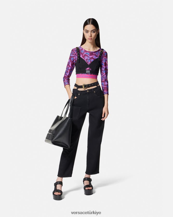 Versace eskiz couture kısa üst kadınlar menekşe Giyim B0HHR82166