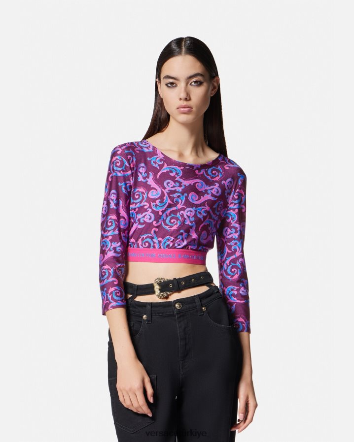 Versace eskiz couture kısa üst kadınlar menekşe Giyim B0HHR82166
