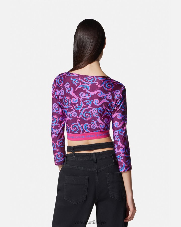 Versace eskiz couture kısa üst kadınlar menekşe Giyim B0HHR82166