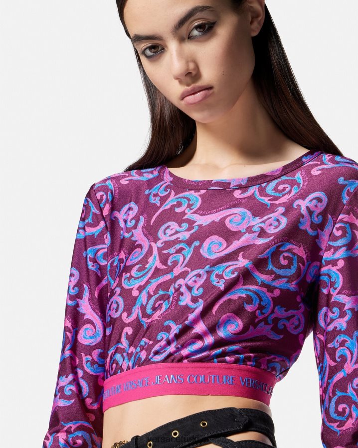 Versace eskiz couture kısa üst kadınlar menekşe Giyim B0HHR82166