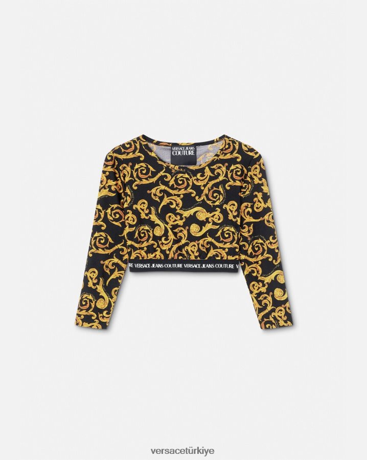 Versace eskiz couture kısa üst kadınlar siyah altın Giyim B0HHR82167
