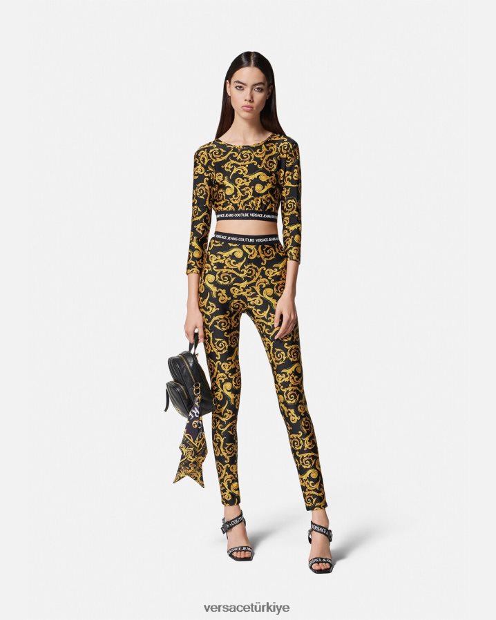 Versace eskiz couture kısa üst kadınlar siyah altın Giyim B0HHR82167