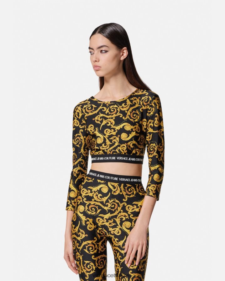 Versace eskiz couture kısa üst kadınlar siyah altın Giyim B0HHR82167