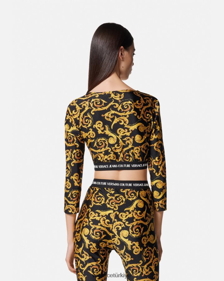 Versace eskiz couture kısa üst kadınlar siyah altın Giyim B0HHR82167