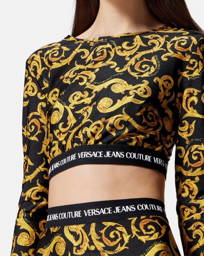 Versace eskiz couture kısa üst kadınlar siyah altın Giyim B0HHR82167