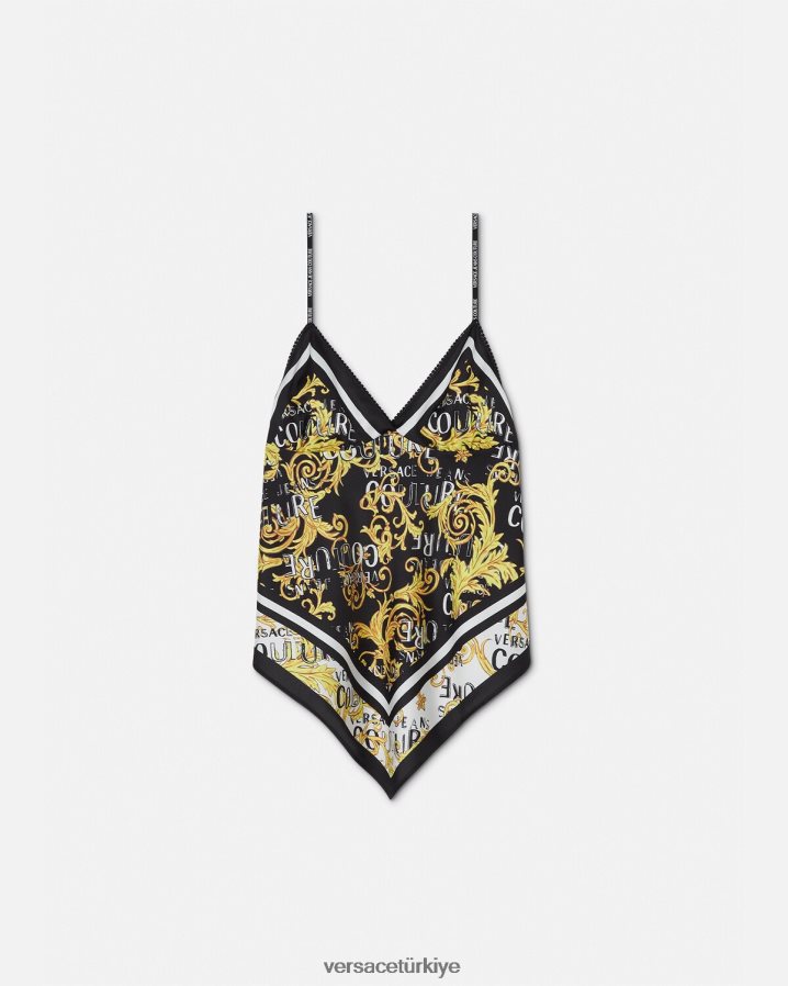 Versace logo couture fular üst kadınlar siyah altın Giyim B0HHR82206