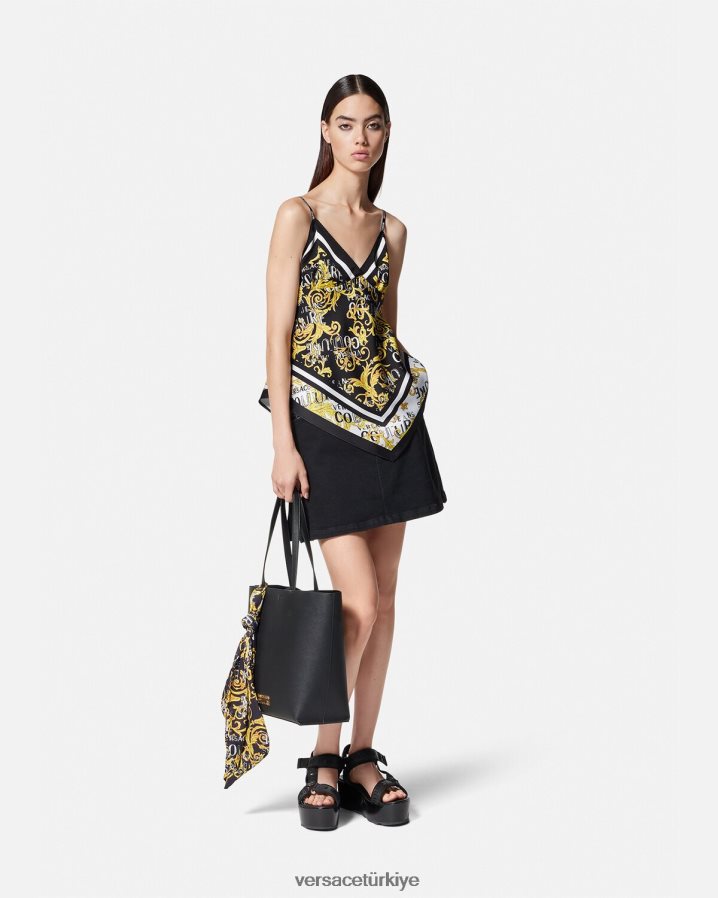 Versace logo couture fular üst kadınlar siyah altın Giyim B0HHR82206