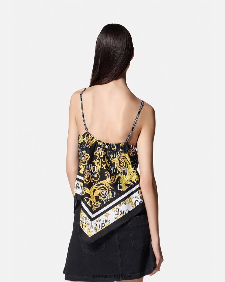 Versace logo couture fular üst kadınlar siyah altın Giyim B0HHR82206