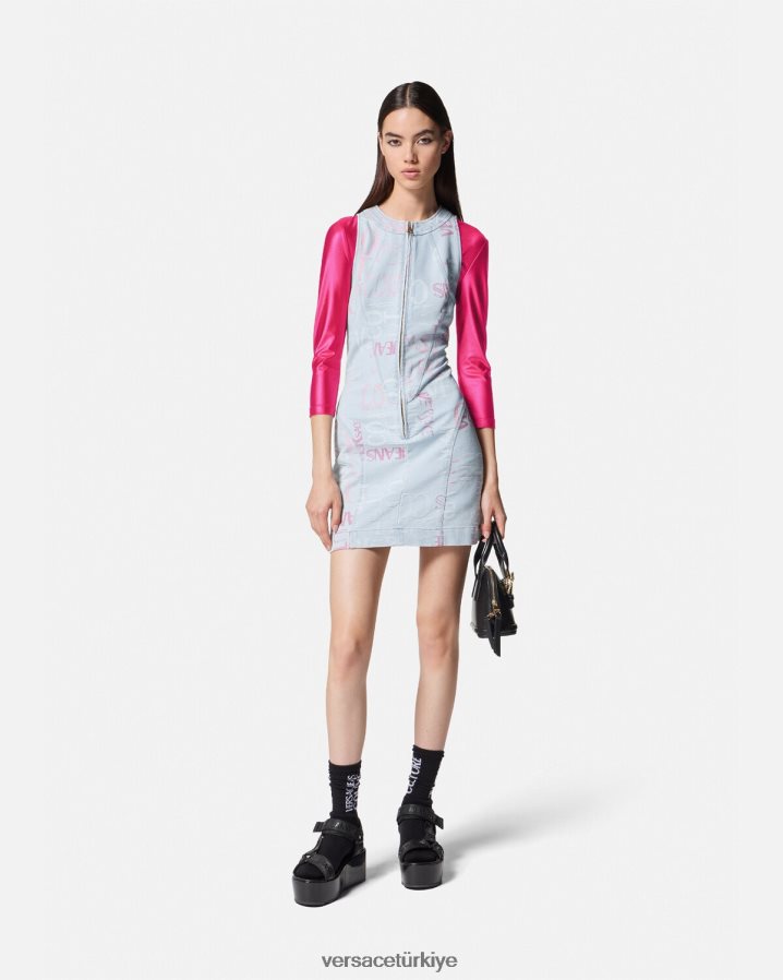 Versace logolu kırpma üst kadınlar fuşya Giyim B0HHR82214