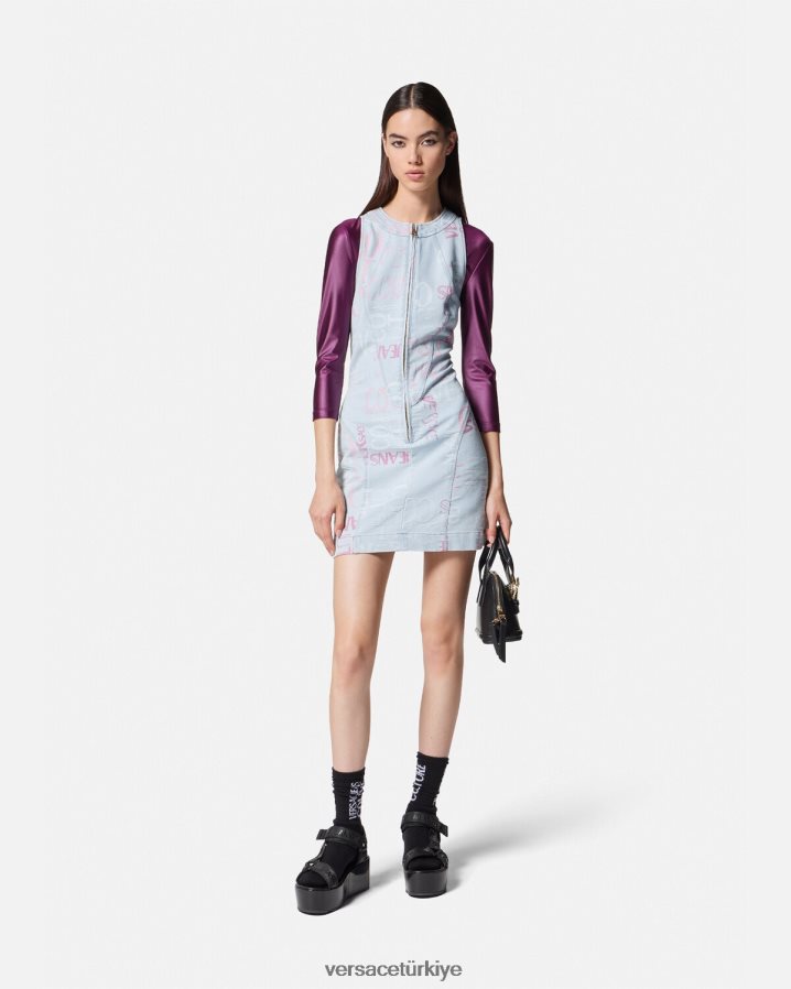 Versace logolu kırpma üst kadınlar menekşe Giyim B0HHR82216