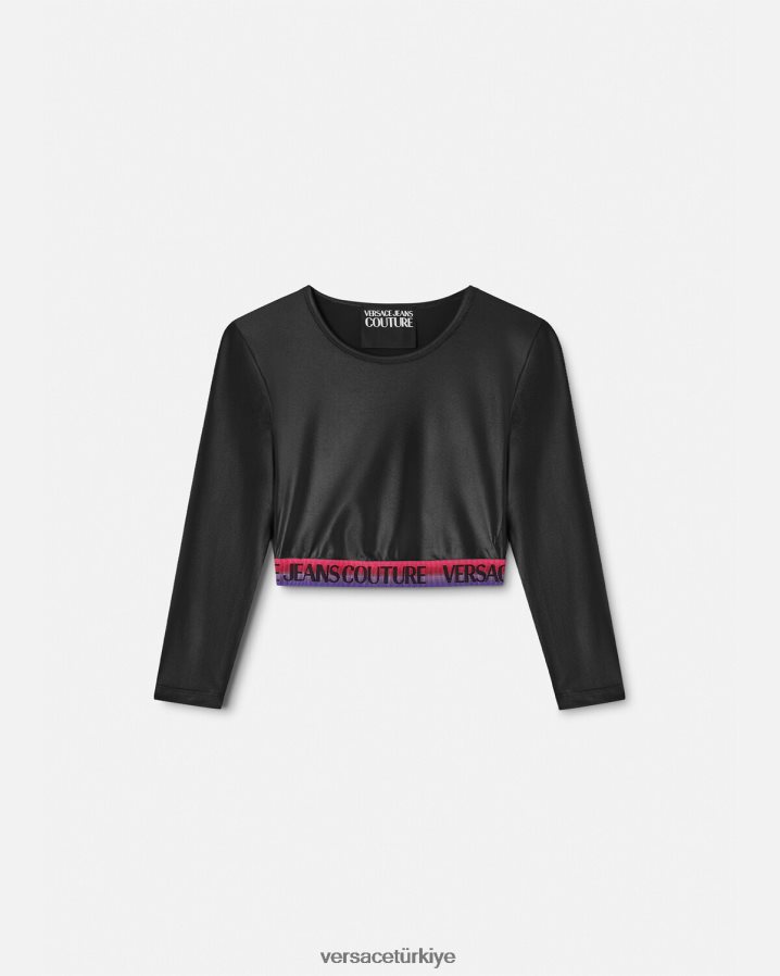 Versace logolu kırpma üst kadınlar siyah Giyim B0HHR82146