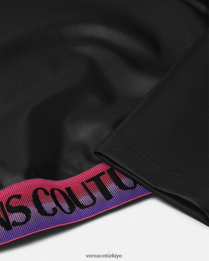 Versace logolu kırpma üst kadınlar siyah Giyim B0HHR82146