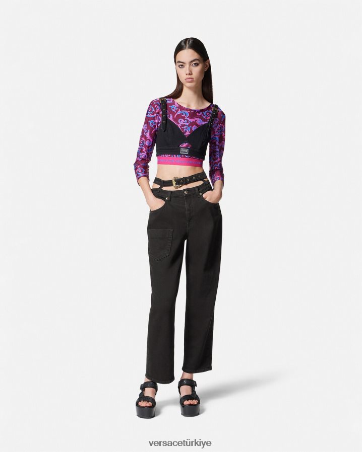 Versace barok toka kot kadınlar siyah Giyim B0HHR82148