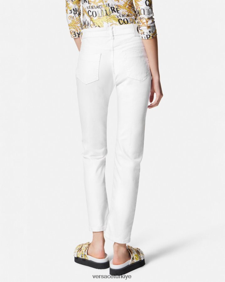 Versace dar kesim kot pantolon kadınlar beyaz Giyim B0HHR82236