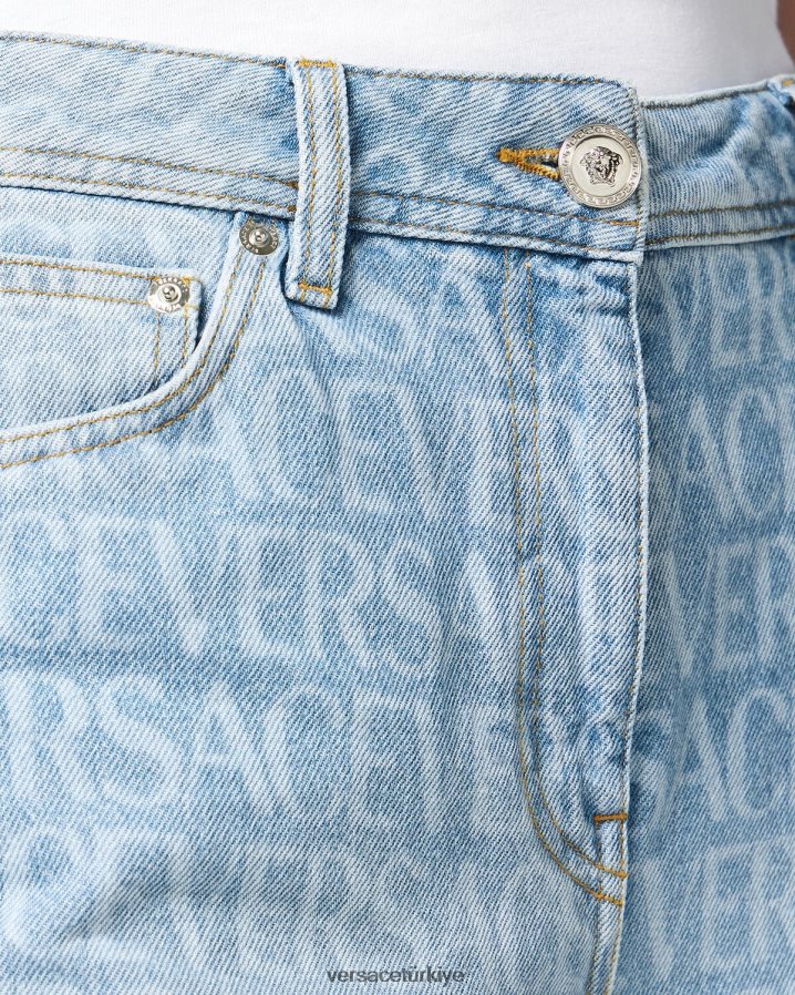 Versace allover geniş bacak kot pantolon kadınlar mavi Giyim B0HHR8193