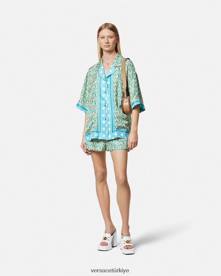 Versace allover ipek şort kadınlar Yazdır Giyim B0HHR8191