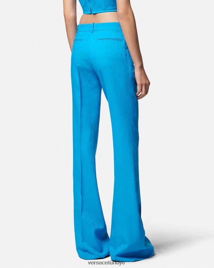 Versace allover jakarlı resmi pantolon kadınlar mavi Giyim B0HHR8121