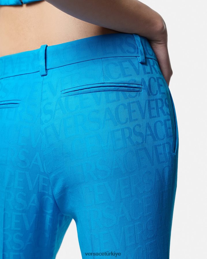 Versace allover jakarlı resmi pantolon kadınlar mavi Giyim B0HHR8121