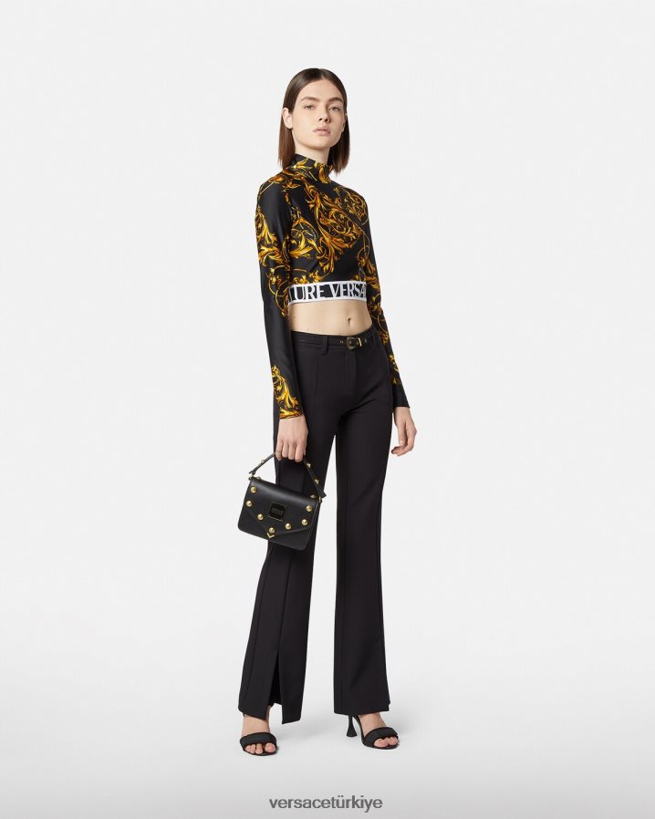 Versace barok couture1 tokalı pantolon kadınlar siyah Giyim B0HHR82247