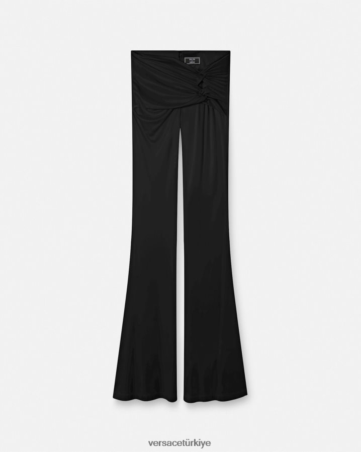 Versace düğümlü alevlendi pantolon kadınlar tek renk Giyim B0HHR8190