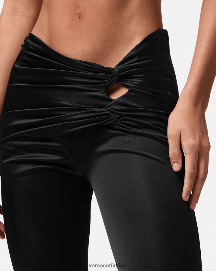 Versace düğümlü alevlendi pantolon kadınlar tek renk Giyim B0HHR8190